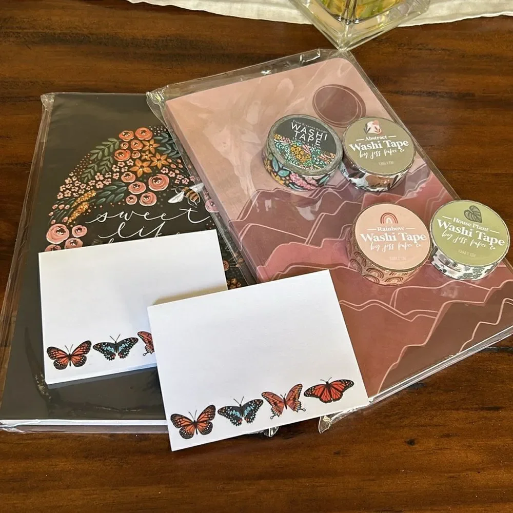 Notebook dotted lined Washi tapes and sticky notes all new Bundle